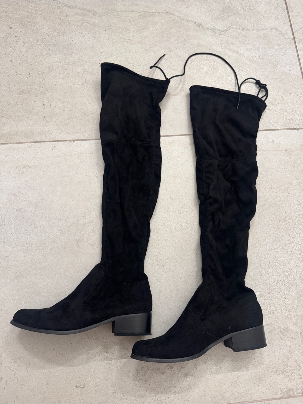 Charles By Charles David Black Over-the-Knee Suede Boots with Tie